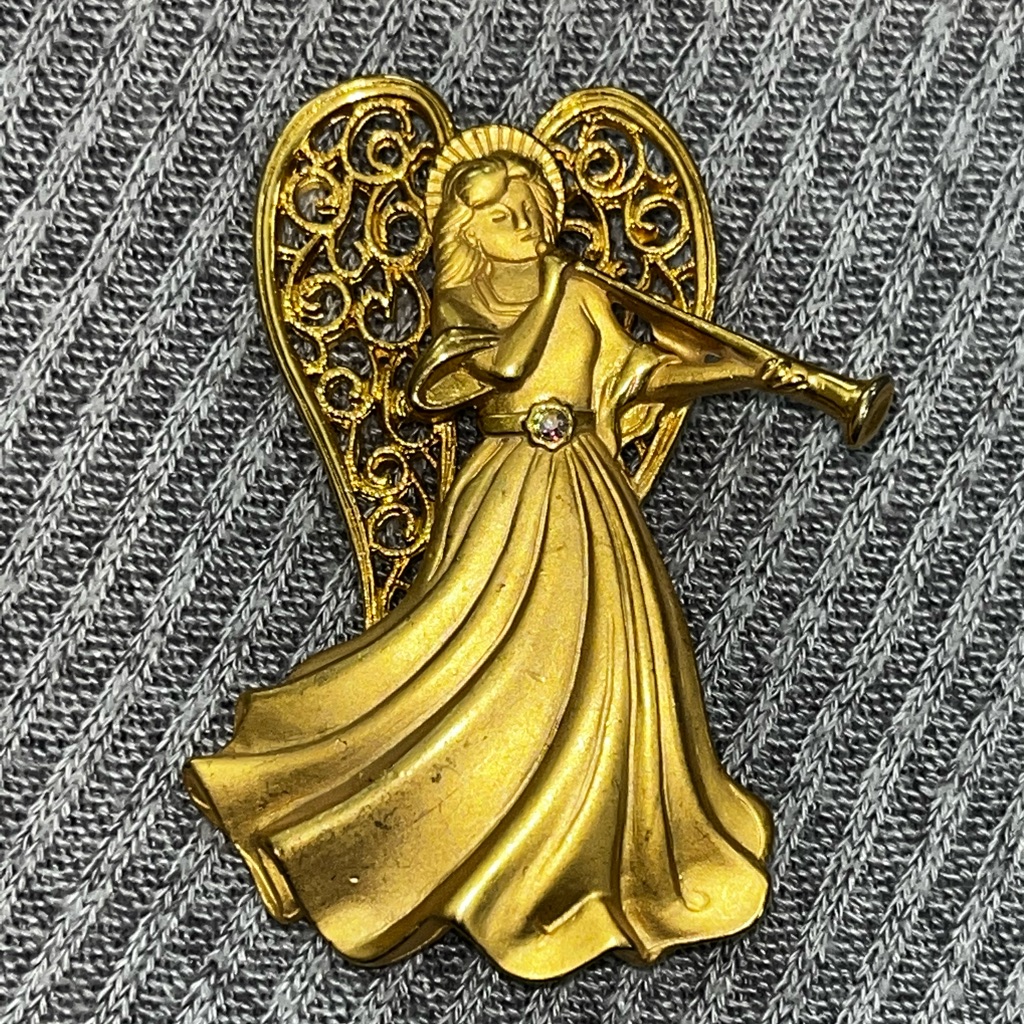 Gorgeous Vintage Jj Jonette Jewelry Signed Guardian Angel Brooch Pin 10$